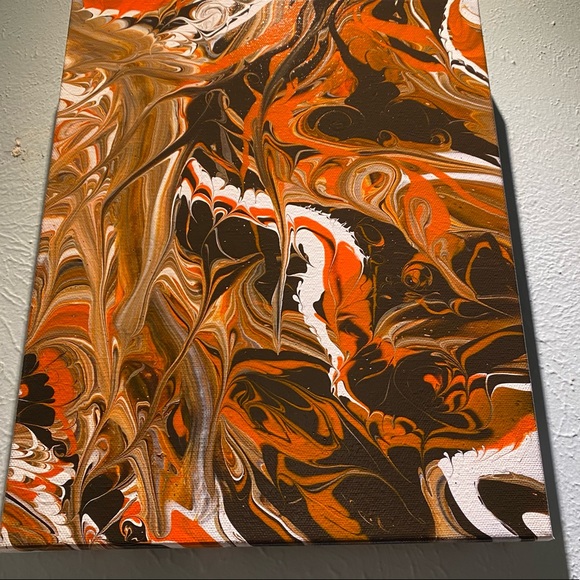 ❌SOLD Hand painted 11x14 abstract acrylic fluid pour art canvas painting brown - Picture 6 of 14